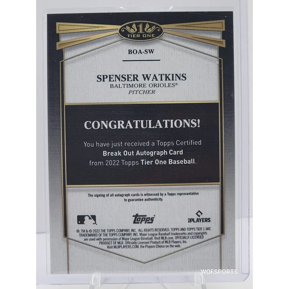 2022 Topps Certified Rookie Auto 104/299 Spenser Watkins - Baltimore Orioles